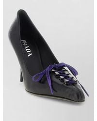 Prada - Leather Lace-Up Pumps - Lyst