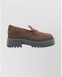 Hogan - Suede Leather Platform Loafers - Lyst
