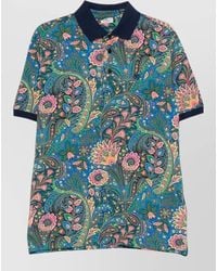 Etro - Paisley Print Polo Shirt Ribbed Collar - Lyst