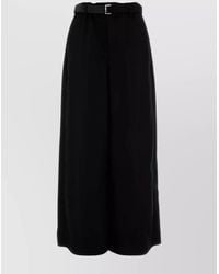 Sacai - Wide-Leg Wool Trousers With Belted Waist - Lyst