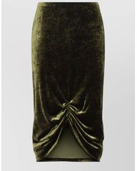Valentino - Midi Skirt Ruched Detail Velvet Texture - Lyst