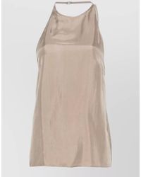 Alysi - Silk Halterneck Top Open Back Straps - Lyst