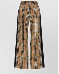 Burberry - Checked Cotton High-Rise Wide-Leg Trousers - Lyst
