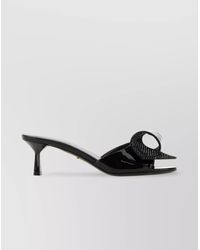 Prada - Smooth Leather Stiletto Sandals With Embellished Detail - Lyst