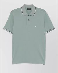 Emporio Armani - Logo Cotton Polo Shirt Ribbed Collar - Lyst