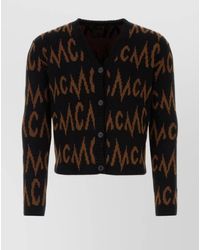 MCM - Embroidered Ribbed Oversized V-Neck Cashmere Cardigan - Lyst