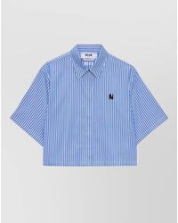 MSGM - Casual Short Sleeves Striped Pattern Top - Lyst