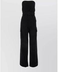 Saint Laurent - Cotton Cassandre Bustier Jumpsuit - Lyst