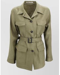 Tagliatore - Belted Blazer Coat Long Sleeves Collar - Lyst
