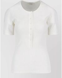 Lemaire - Ribbed Knit Top Round Neck Short Sleeves - Lyst