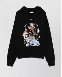 Off-White c/o Virgil Abloh - Graphic Print Hooded Sweater With Pouch Pocket - Lyst
