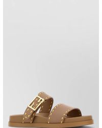 Fendi - Leather Feel Flat Double Strap Sandals - Lyst