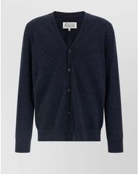 Maison Margiela - V-Neckline Suede Patch Cardigan With Elbow Patches - Lyst
