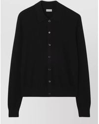 Burberry - Wool Fine-Knit Long-Sleeve Polo Shirt - Lyst