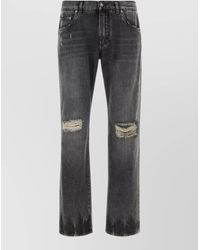 Dolce & Gabbana - Denim Trousers Belt Loops Distressed Faded Five Pocket - Lyst
