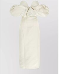 Elisabetta Franchi - Off-The-Shoulder Satin Midi Dress - Lyst