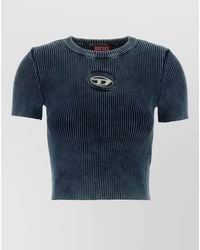 DIESEL - Ribbed Cutout Cotton Short-Sleeve T-Shirt - Lyst