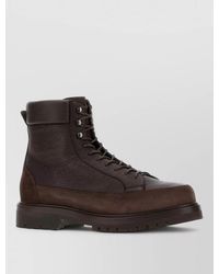 Brunello Cucinelli - Leather Suede Ankle Boots Textured Sole - Lyst