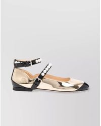 Mach & Mach - Leather Studded Ballerina Shoes - Lyst