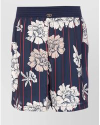 Liu Jo - Floral Print Elasticized Waist Shorts With Lateral Pockets - Lyst