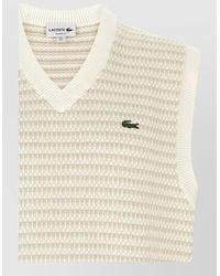 Lacoste - Striped V-Neck Sleeveless Knit Vest - Lyst