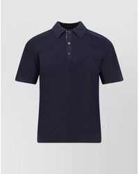 Burberry - Wool Polo Shirt With Ribbed Profiles And Short Sleeves - Lyst