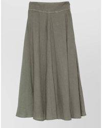 120% Lino - Linen Midi Skirt High Waist Flare - Lyst