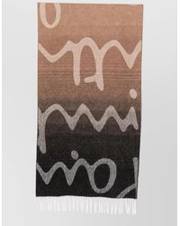 Paul Smith - Cashmere Blend Brushed Logo Print Stripe Fringed Scarf - Lyst