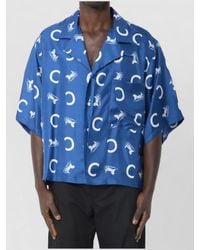 Celine - Silk Printed Short-Sleeve Shirt - Lyst