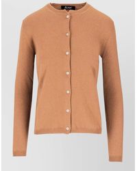 LA ROSE - Cashmere Crew Neck Cardigan Long Sleeves - Lyst
