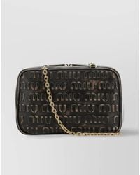 Miu Miu - Leather Shoulder Bag With Metal Chain Handles - Lyst