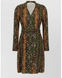 Diane von Furstenberg - Silk Printed Wrap Midi Dress - Lyst
