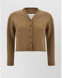 Maison Margiela - Wool V-Neck Cardigan With Ribbed Cuffs And Hem - Lyst