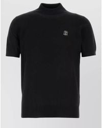 Brunello Cucinelli - Knit T Shirt Short Sleeves Ribbed Hem - Lyst
