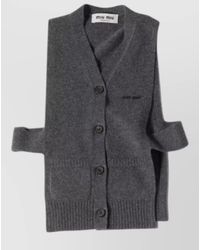 Miu Miu - Sleeveless Cardigan Top Ribbed Hem Ties - Lyst