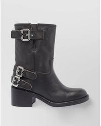 Chloé - Block Heel Leather Ankle Boots - Lyst