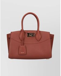 Ferragamo - Structured Top Handle Shoulder Bag - Lyst