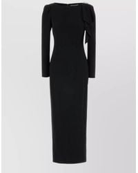 Alessandra Rich - Long Cady Dress Detailed Shoulders Sleeves - Lyst