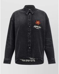 KENZO - Long Sleeve Shirt Curved Hem Yoke - Lyst