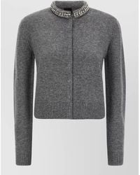 Pinko - Cashmere-Blend Slim-Fit Embellished-Collar Cardigan - Lyst