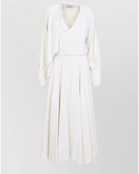 Alberta Ferretti - Satin V-Neck Draped Long-Sleeve Wrap Maxi Dress - Lyst