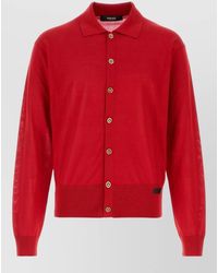 Versace - Silk Blend Cardigan Collared Design - Lyst