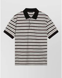 Prada - Short Sleeves Striped Polo Shirt Ribbed Collar - Lyst