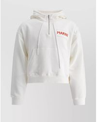 Marni - Hooded Sweatshirt With Drawstring Detail And Front Pocket - Lyst