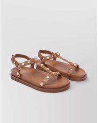 Ash - Round Toe Flat Sandals With Studded Ankle Strap - Lyst
