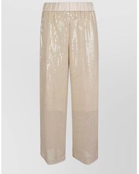 Peserico - Georgette Trousers Sheer Overlay Sequin Embellishments - Lyst
