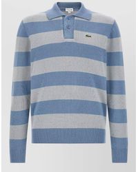 Lacoste - Striped Cotton Long-Sleeve Polo Shirt - Lyst