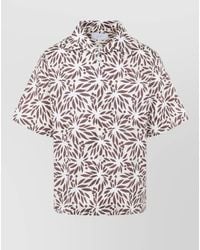 Prada - Bowling Collar Cotton Silk Short Sleeve Shirt - Lyst