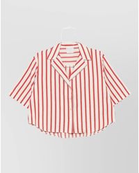 forte_forte - Short Sleeve Shirt Striped Pattern Design - Lyst