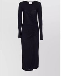 Isabel Marant - Crewneck Long Sleeve Midi Dress With Ruched Detailing - Lyst